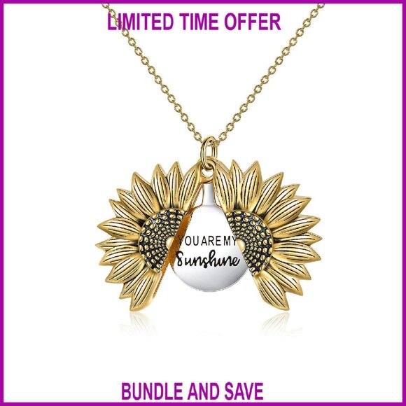Sterling Silver Sunflower Locket Necklace with Hidden Message Pendant